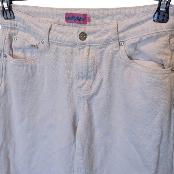 edikted Off-White Slouchy Gen Z Mid-Rise Wide Leg Jeans Small - Picture 2 of 8